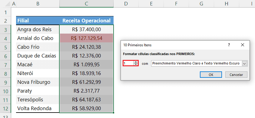 Como destacar o maior e menor valores com formatação automática no Excel Tutorial 5