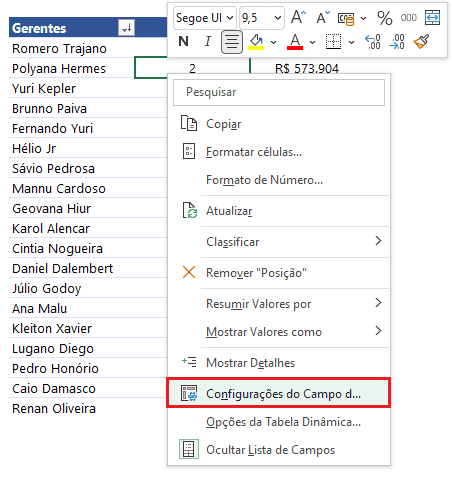 Como fazer um ranking numerado com tabela dinâmica no Excel 13