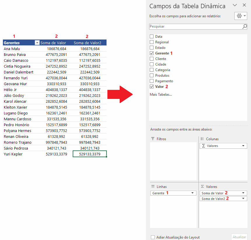 Como fazer um ranking numerado com tabela dinâmica no Excel 5