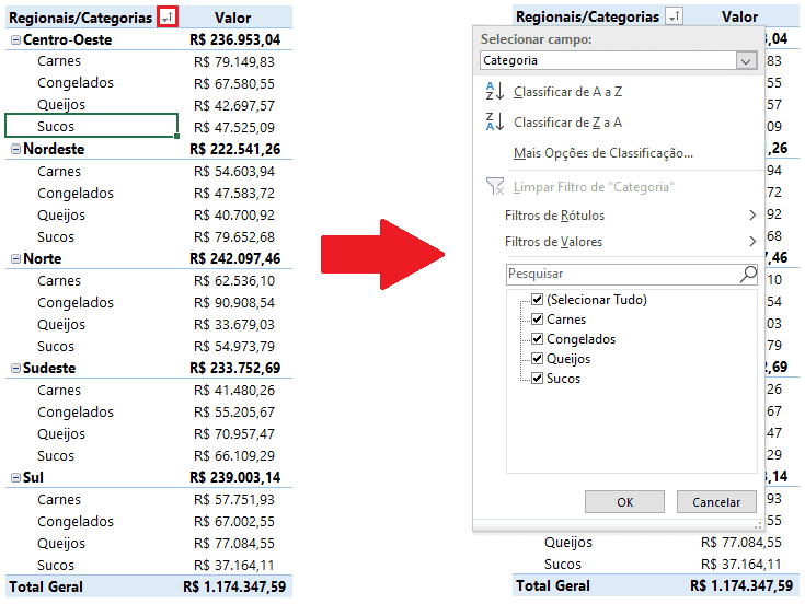 Como filtrar corretamente nas tabelas dinâmicas 12