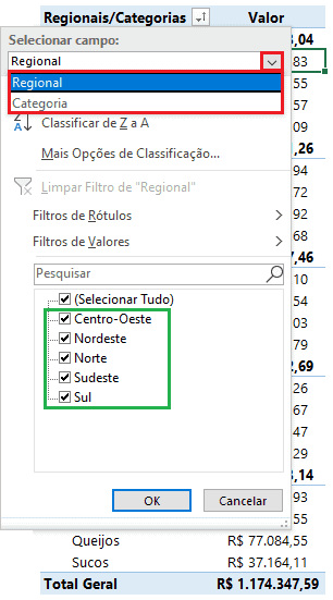 Como filtrar corretamente nas tabelas dinâmicas 17