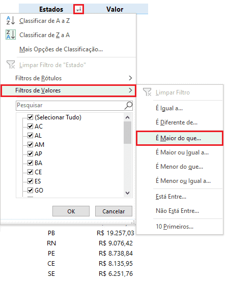 Como filtrar corretamente nas tabelas dinâmicas 9