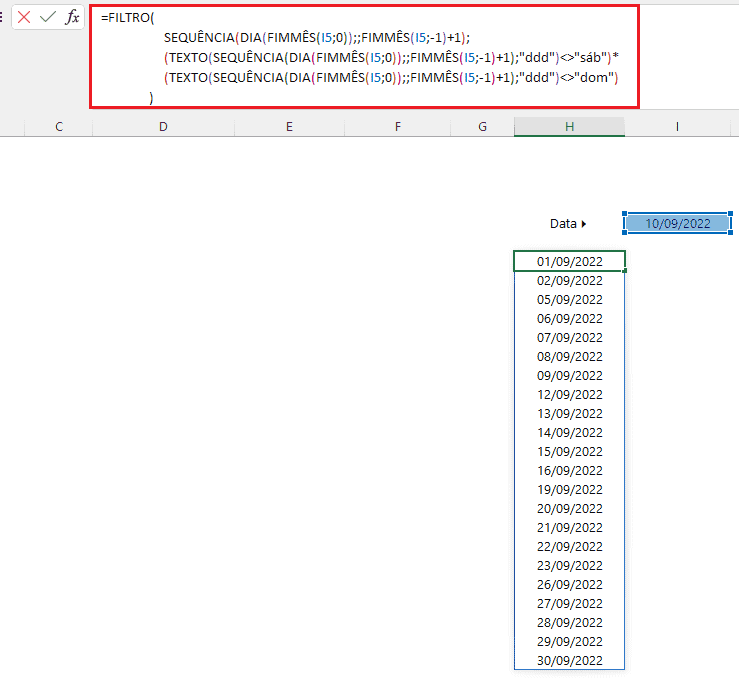 Como gerar apenas os dias úteis do mês no Excel 15