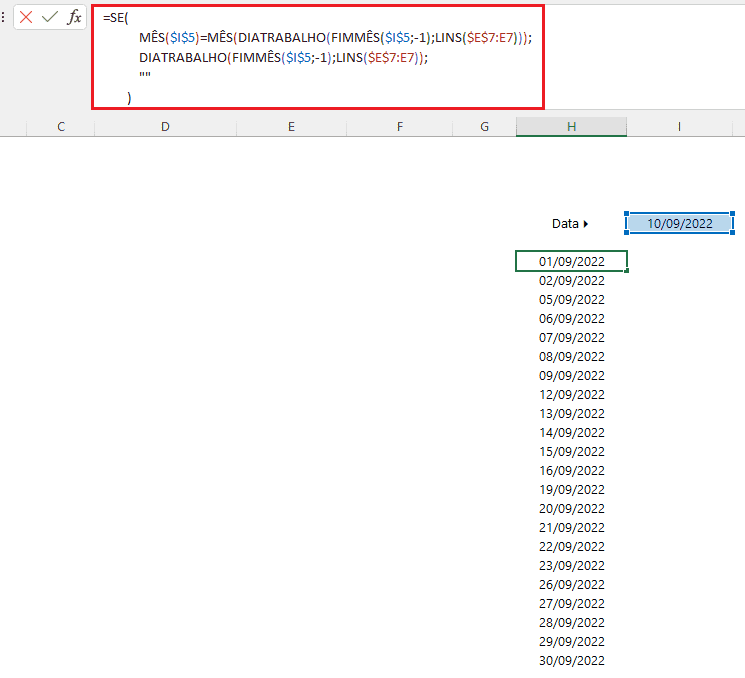 Como gerar apenas os dias úteis do mês no Excel 16