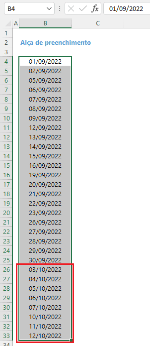 Como gerar apenas os dias úteis do mês no Excel 3