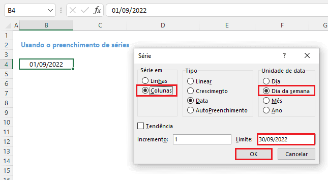 Como gerar apenas os dias úteis do mês no Excel 8