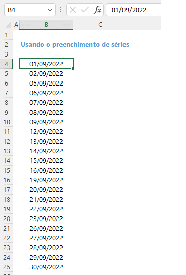 Como gerar apenas os dias úteis do mês no Excel 9