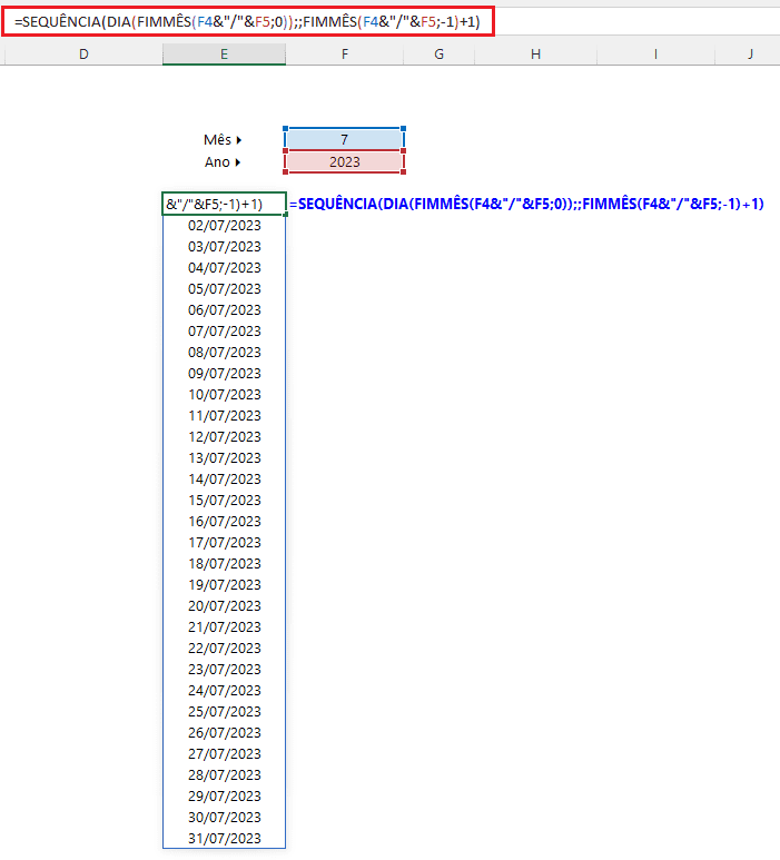 Como gerar todas as datas do mês no Excel 13