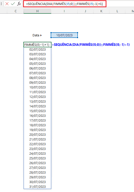 Como gerar todas as datas do mês no Excel 15