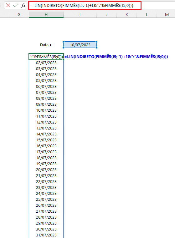 Como gerar todas as datas do mês no Excel 16