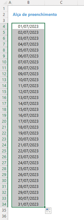 Como gerar todas as datas do mês no Excel 3