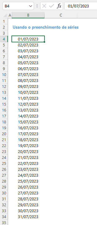 Como gerar todas as datas do mês no Excel 7