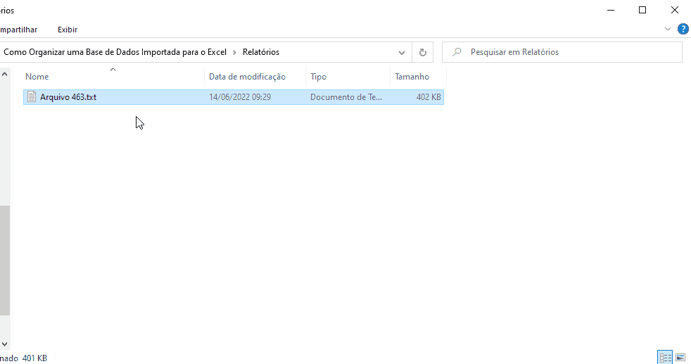 relatório texto excel 9