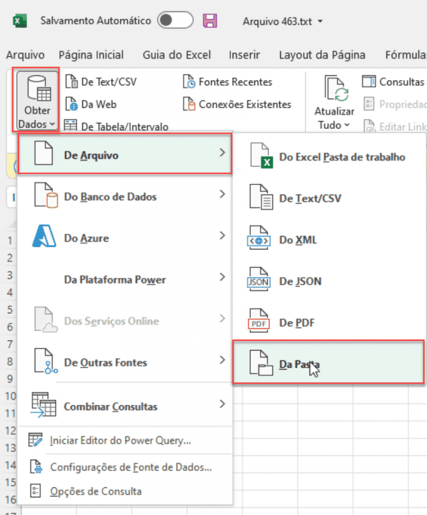 relatório texto excel 10