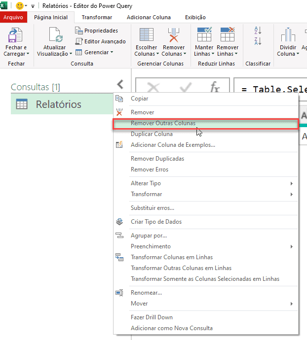 relatório texto excel 13