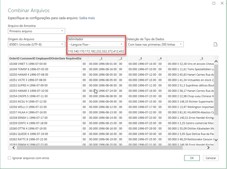 relatório texto excel 14