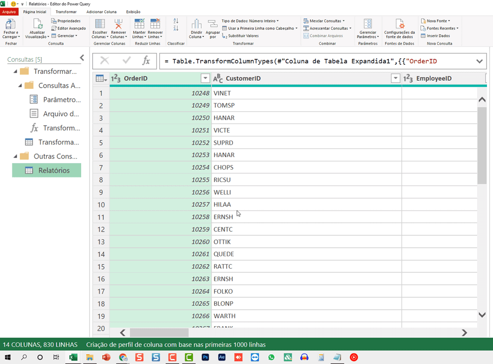 relatório texto excel 15
