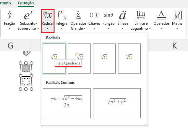 Como inserir equações e símbolos no Excel 10