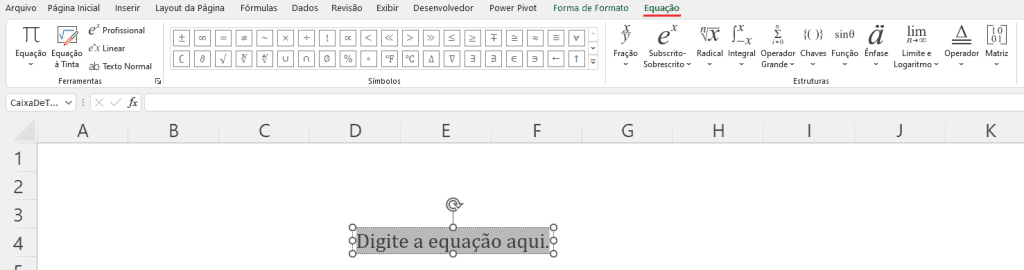 Como inserir equações e símbolos no Excel 2