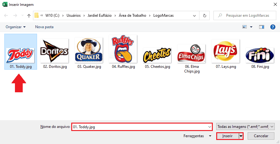 como inserir imagens no Excel 4