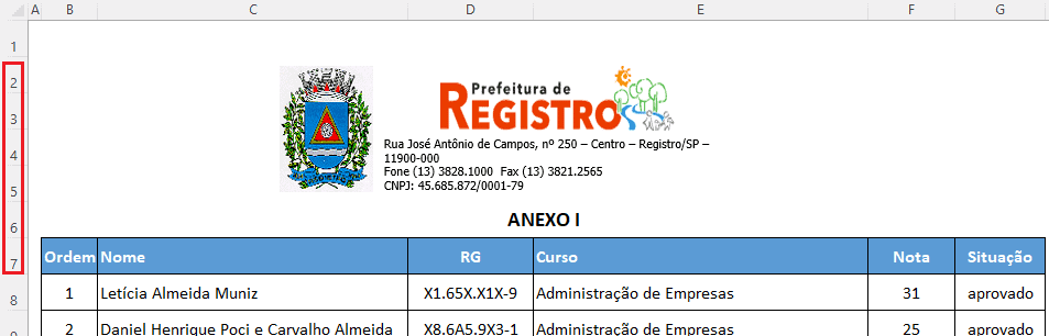 Como repetir cabeçalho em todas as páginas da impressão no Excel 4