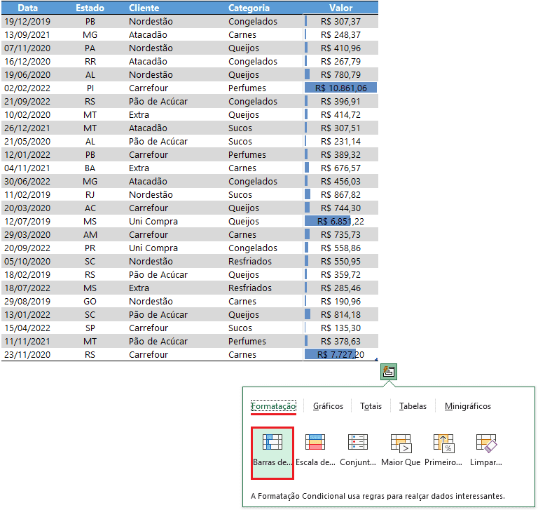 Como usar a Análise rápida no Excel 5