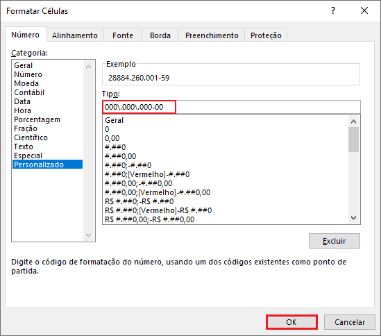 Formatação Personalizada CNPJ e CPF no Excel 8