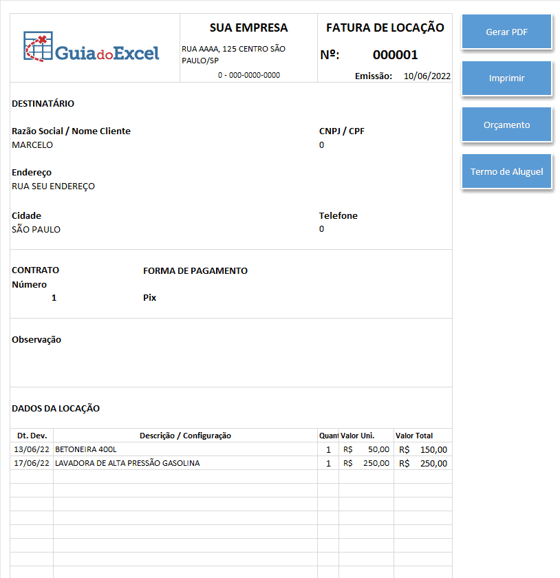 Planilha de Locação de Ferramentas e Equipamentos 3