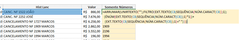 extrair números excel 5