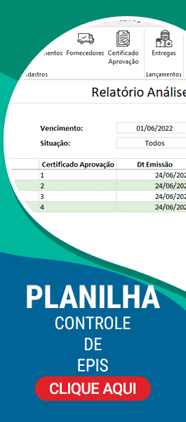 Planilha de controle de epi excel