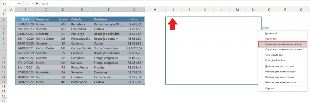 colar apenas valores excel 12