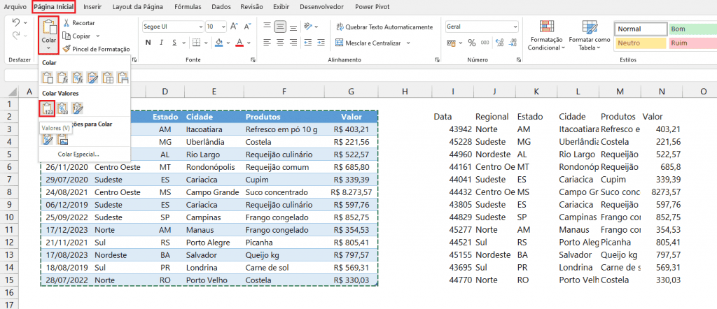 colar apenas valores excel 5