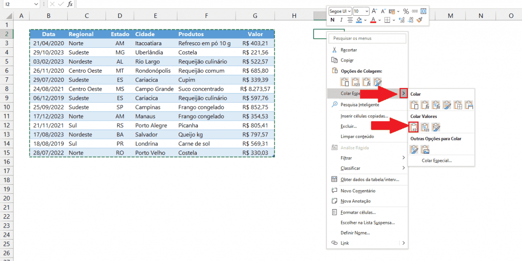 colar apenas valores excel 7