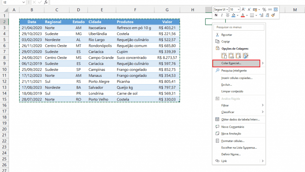 colar apenas valores excel 8