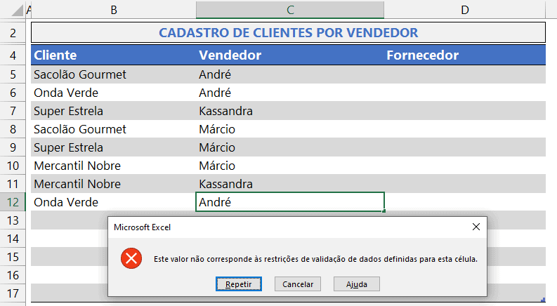 Evitar Digitação de Dados Duplicados no Excel 14