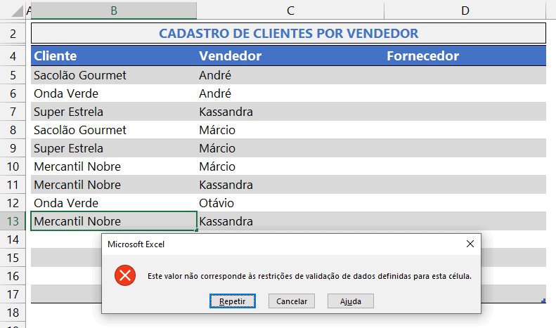 Evitar Digitação de Dados Duplicados no Excel 17