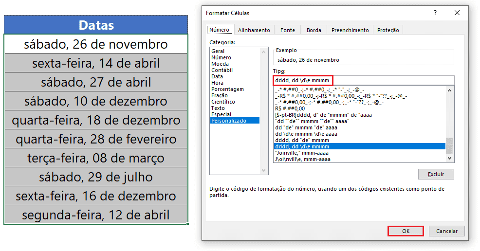 Como Exibir Datas no Excel por Extenso 14