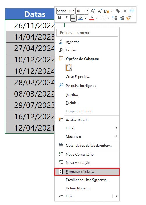 Como Exibir Datas no Excel por Extenso 9