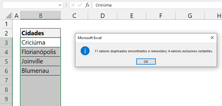 Valores sem Repetição no Excel 13