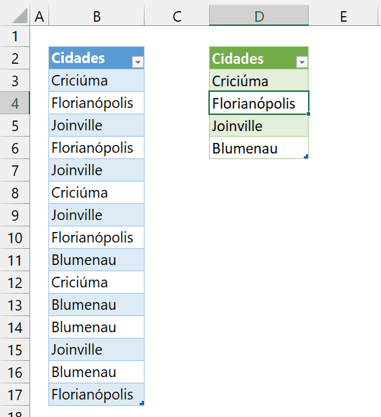 Valores sem Repetição no Excel 21