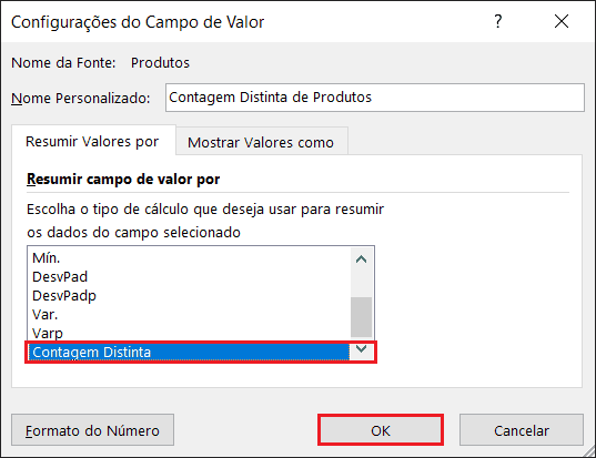 Contagem Distinta na Tabela Dinâmica Excel 9