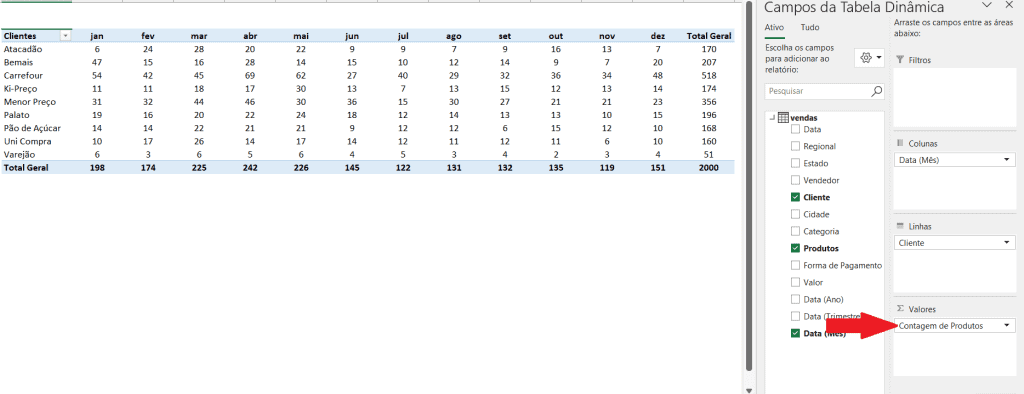 Contagem Distinta na Tabela Dinâmica Excel 5