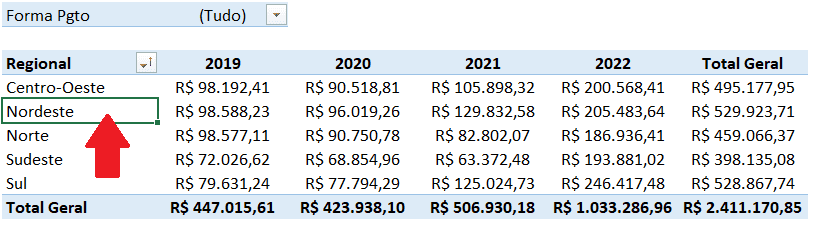 Mostrar Páginas do Filtro de Relatório da Tabela Dinâmica 3