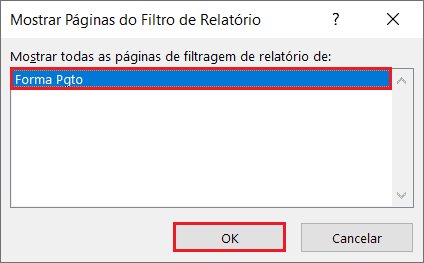 Mostrar Páginas do Filtro de Relatório da Tabela Dinâmica 5