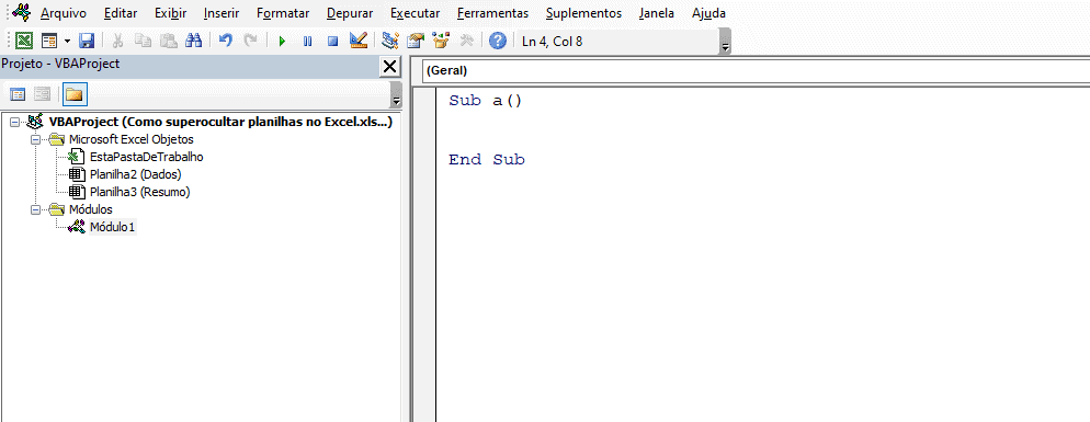 Super Ocultar Planilhas no Excel 14