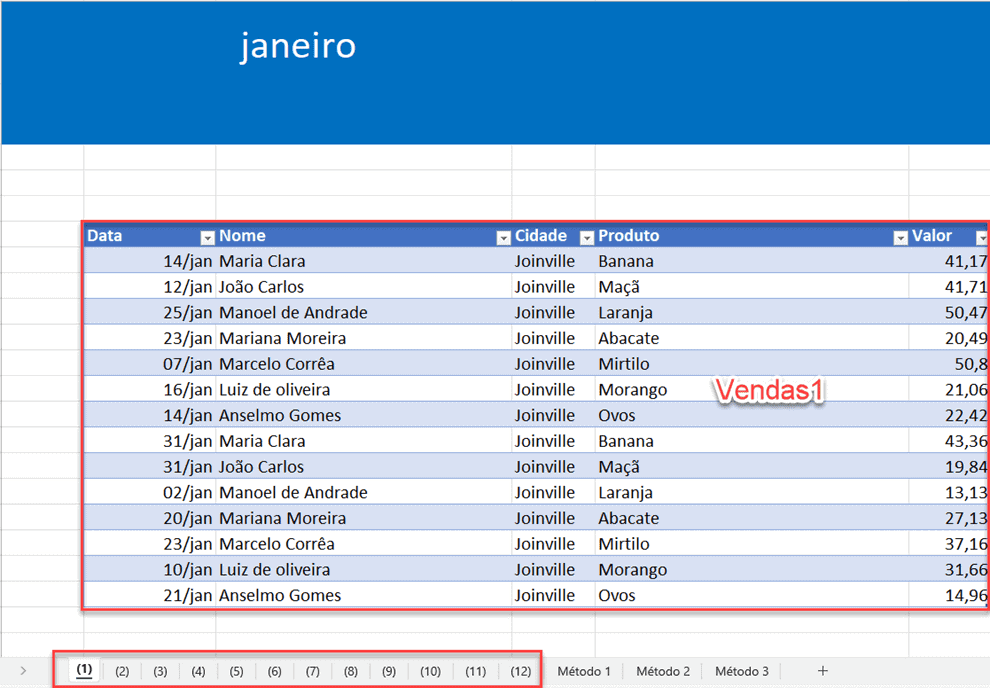 Como Juntar tabelas no Excel 1