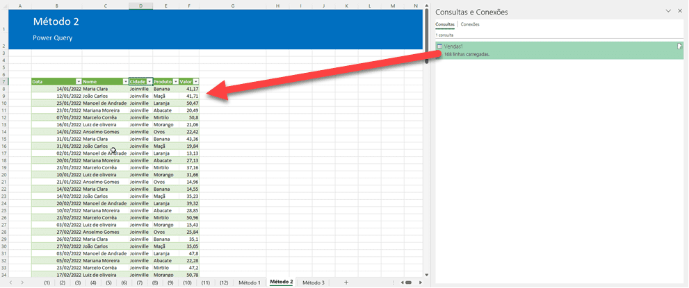 Como unir tabelas no Excel 2