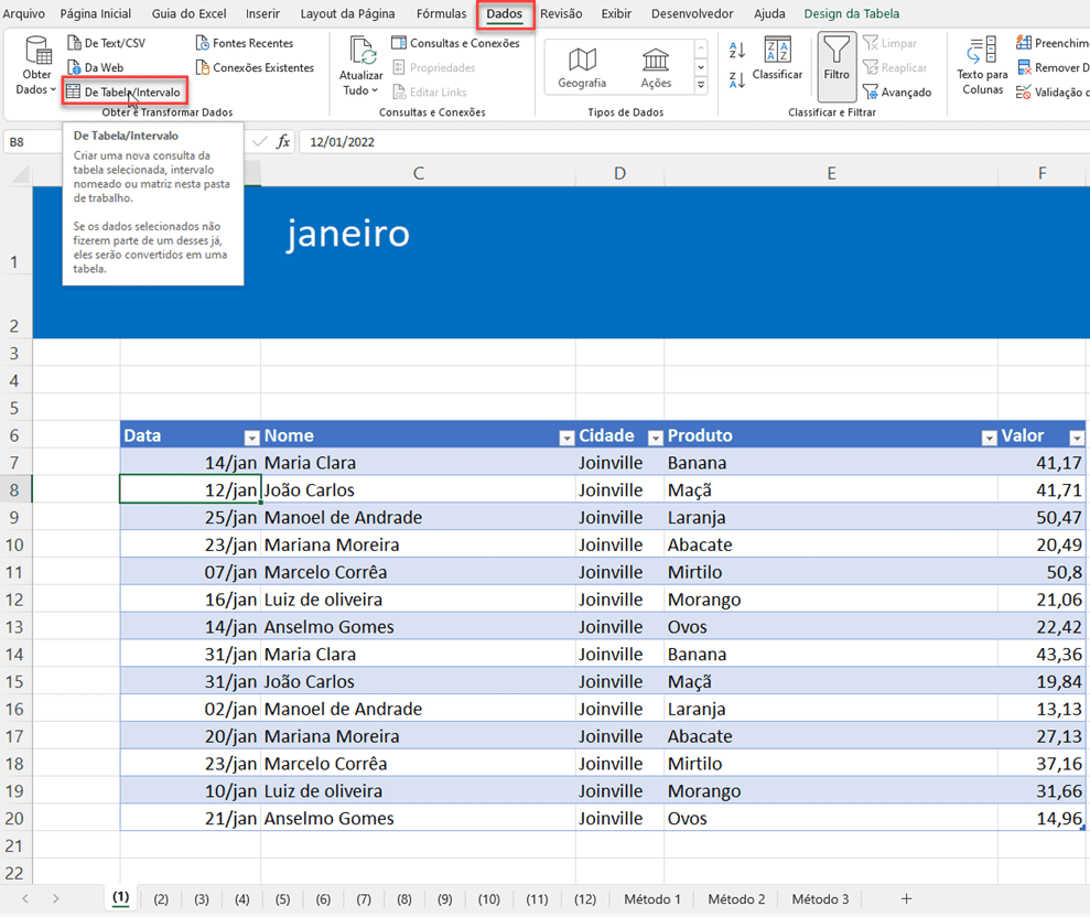 Como Juntar tabelas no Excel 5