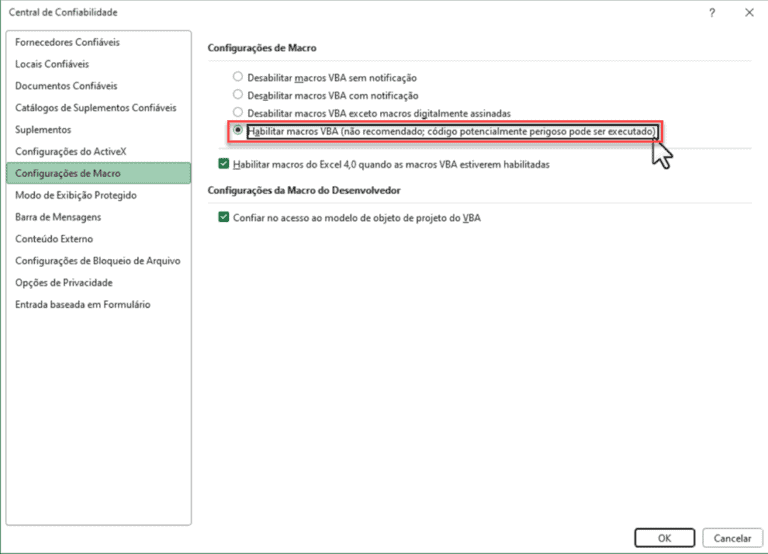 As macros foram desabilitadas como habilitar macros no excel guia