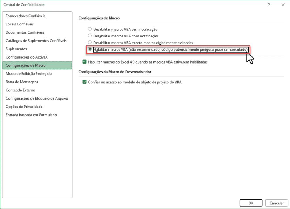 As Macros Foram Desabilitadas - Como Habilitar Macros no Excel 5